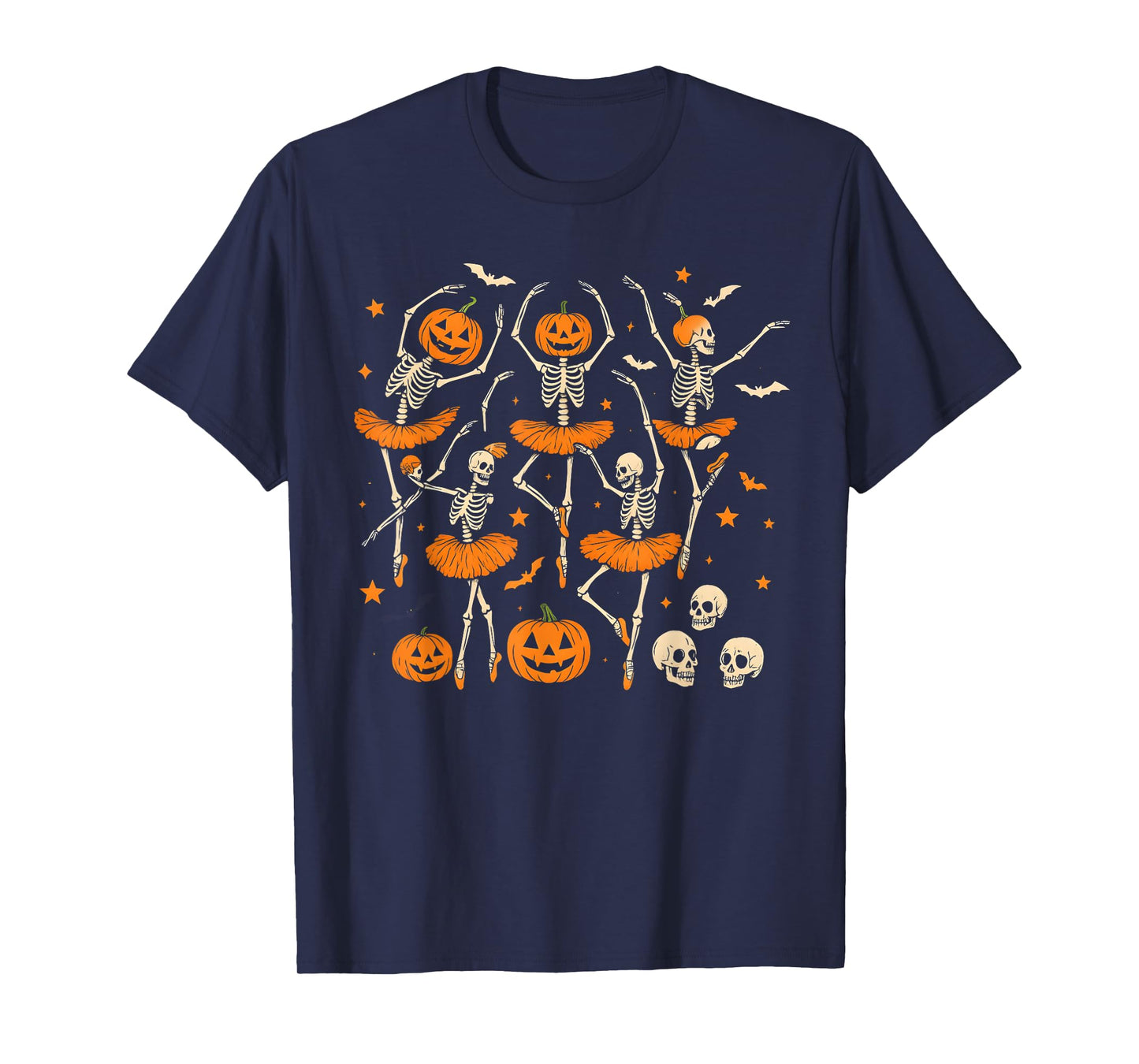 Funny Ballet Pumpkin Skeleton Scary Halloween Men Women T-Shirt