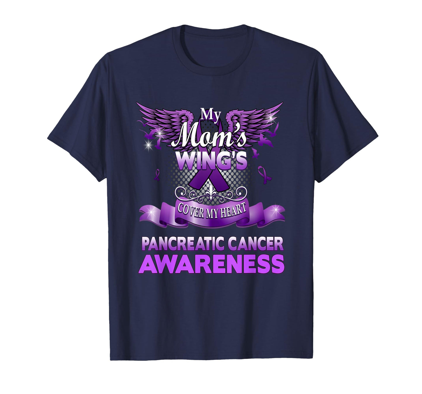 My Mom's Wings Cover My Heart Pancreatic Cancer Awareness T-Shirt