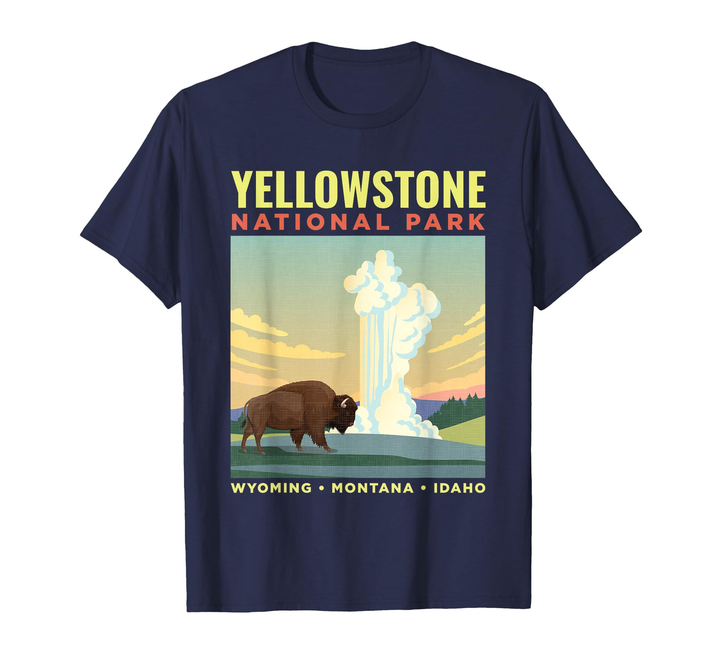 Yellowstone US National Park Bison Vintage Gift T-Shirt
