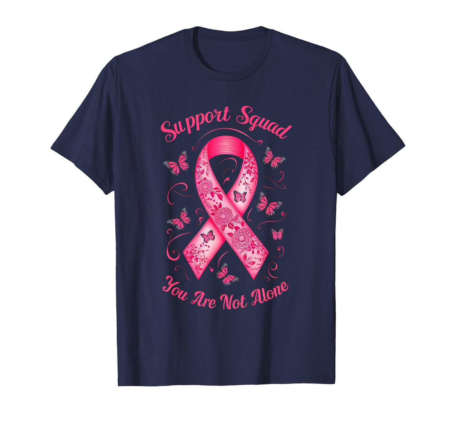 Support Squad Breast Cancer Awareness Pink Ribbon Butterfly T-Shirt