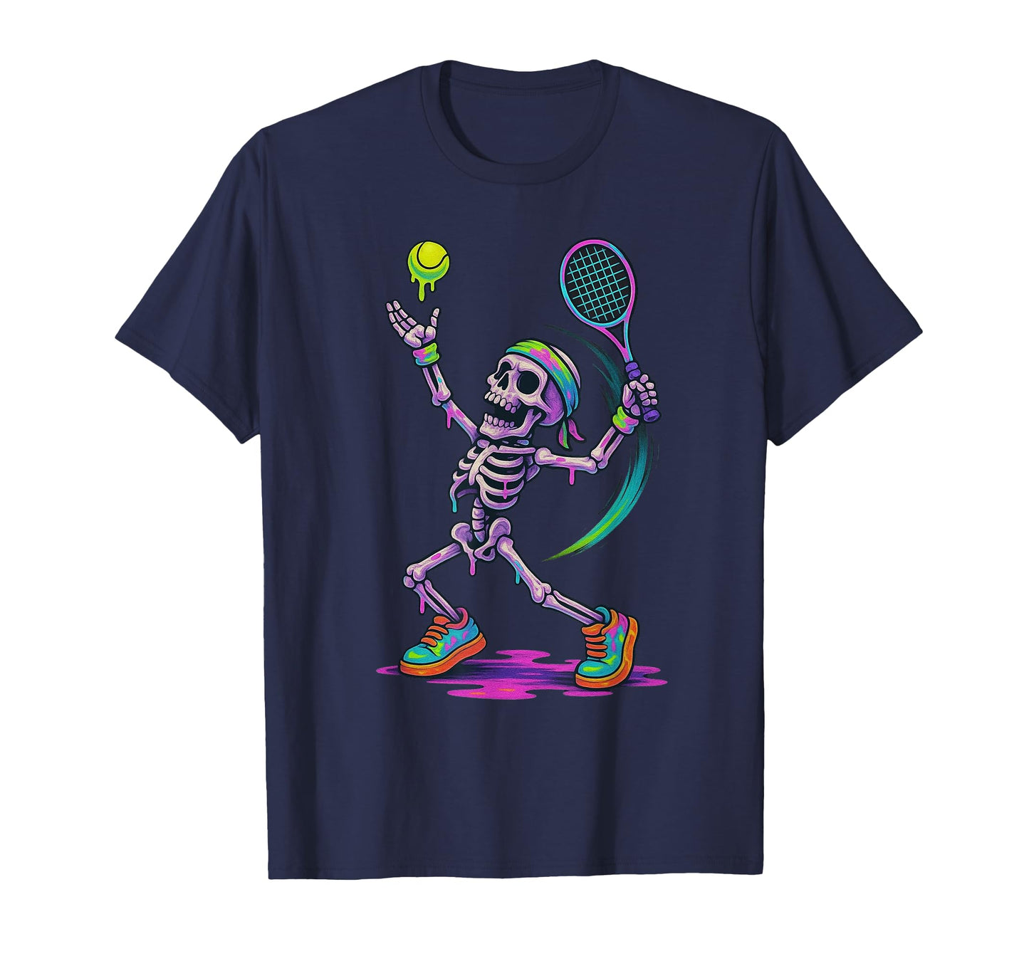 Skeleton Tennis Player Drip Ice Cream Drip T-Shirt