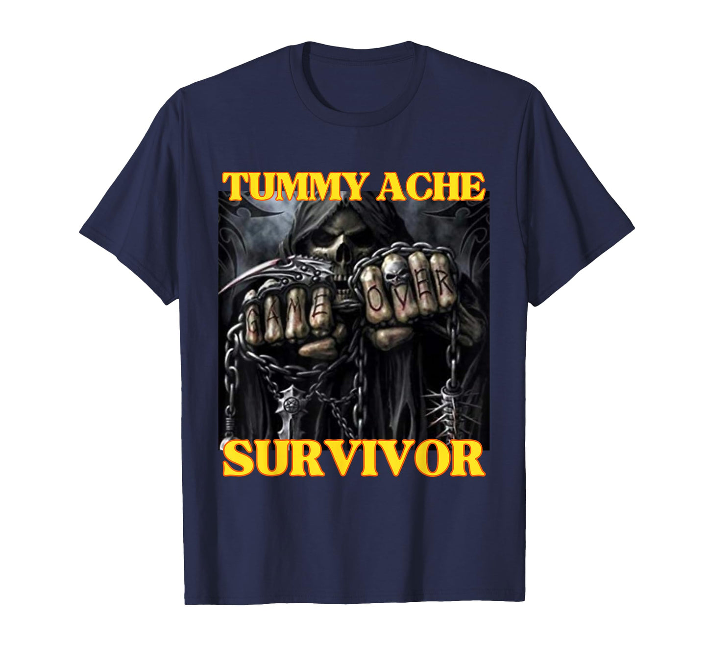 Tummy Ache Survivor Funny Cool Edgy Hard Skeleton Meme T-Shirt