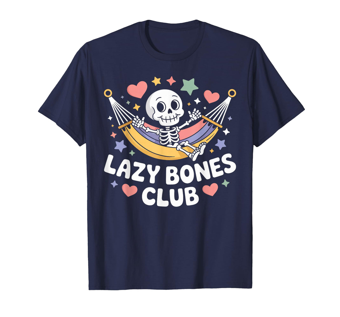 Lazy Bones Club Cartoon Skeleton Hammock T-Shirt