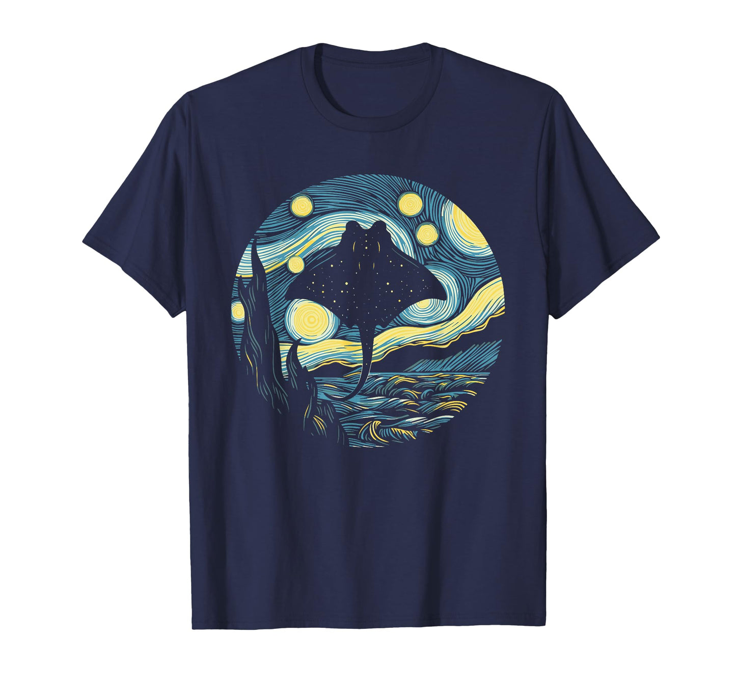 Stingray Manta Ray Starry Night Painting Art T-Shirt