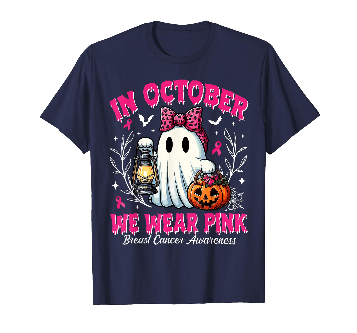 In October We Wear Pink Breast Cancer Awareness Halloween T-Shirt
