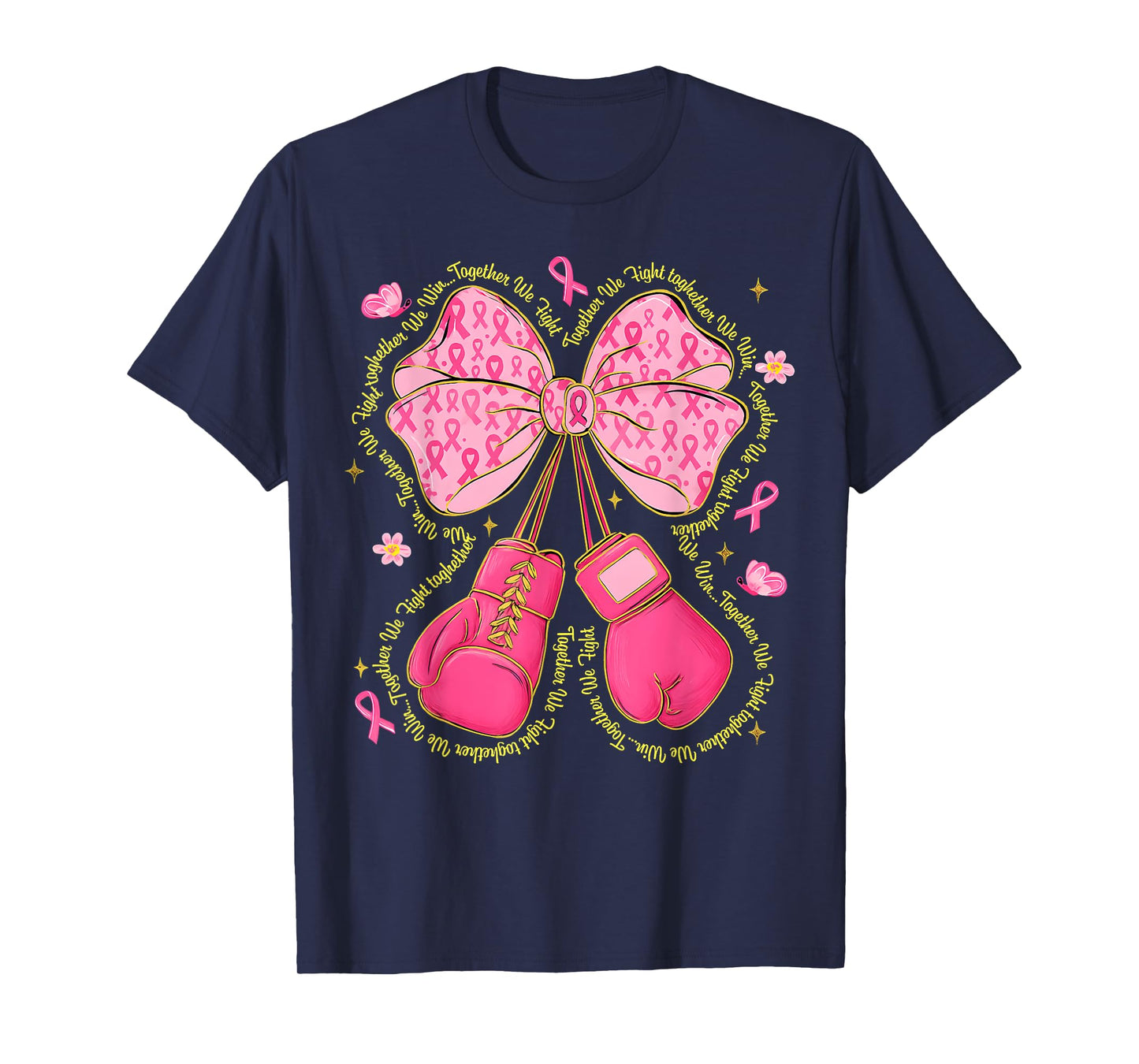 HUGvyn Breast Cancer Pink Boxing Gloves Survivor Pink Ribbon T-Shirt