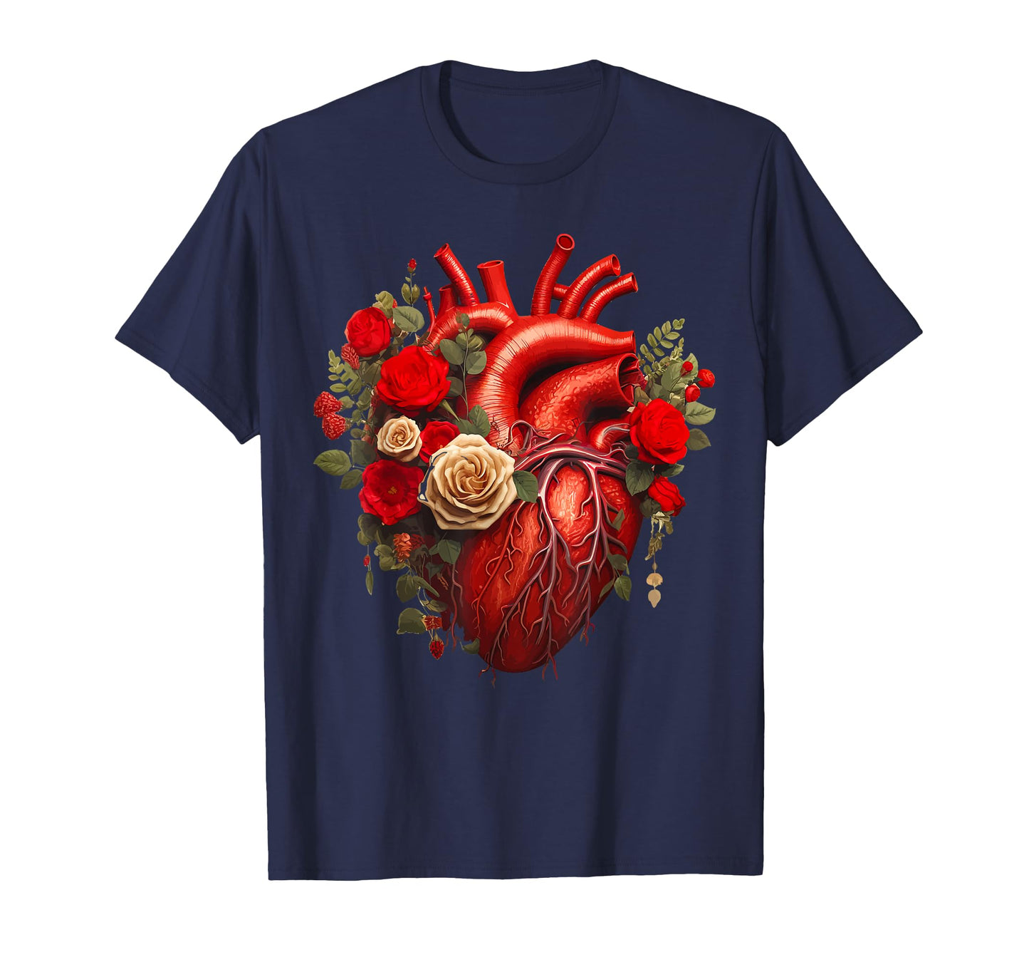 Cardiology Medical Cardiac Nurse Floral Anatomical Heart T-Shirt