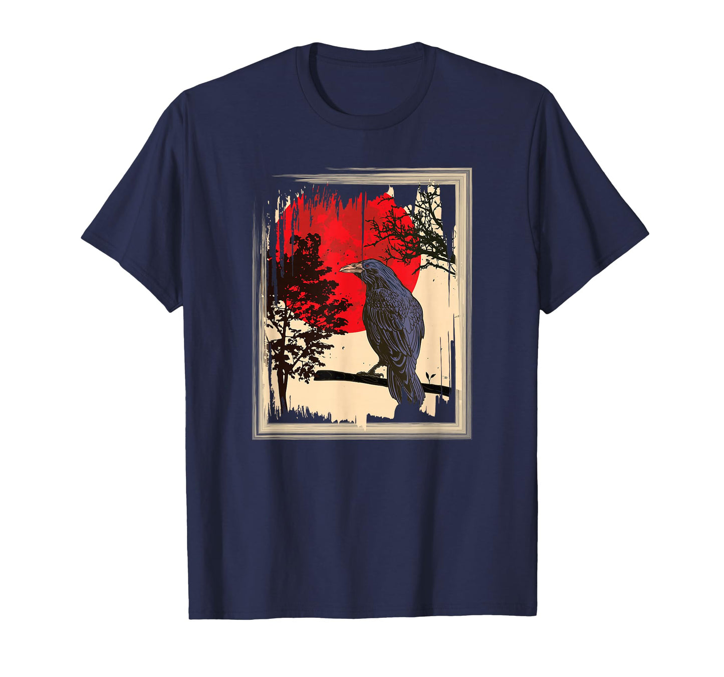 Gothic Red Moon Black Crow T-Shirt