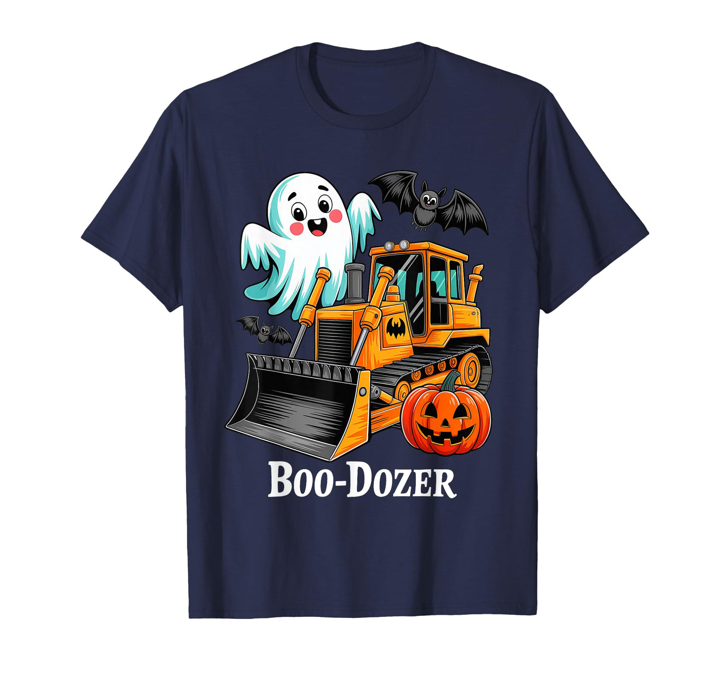 Halloween Bulldozer Construction Trucks Ghost Halloween Boys T-Shirt