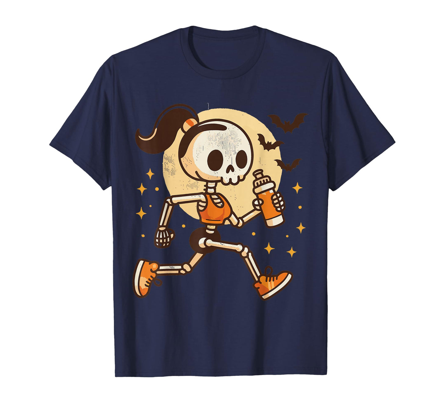 Running Skeleton Girl Funny Halloween Costume T-Shirt