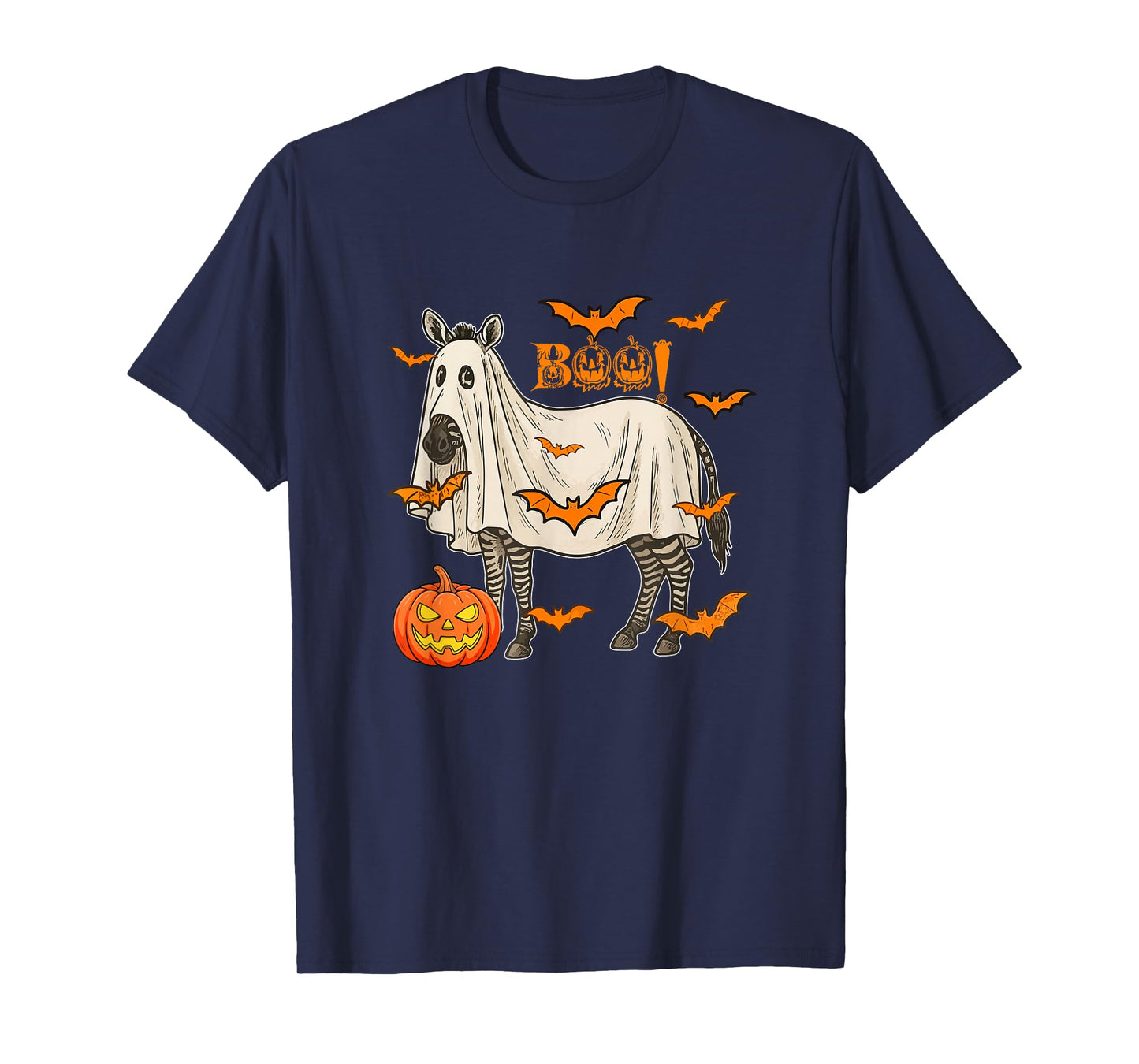 Boo Halloween Zebra Cosplay Ghost Costume Animal Lover T-Shirt