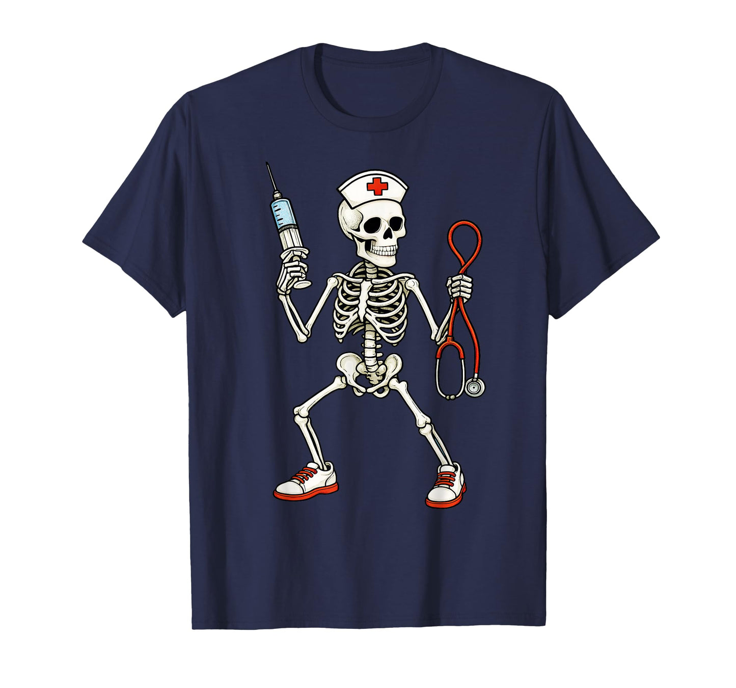 Nurse Nursing Health Worker Skeleton Halloween T-Shirt