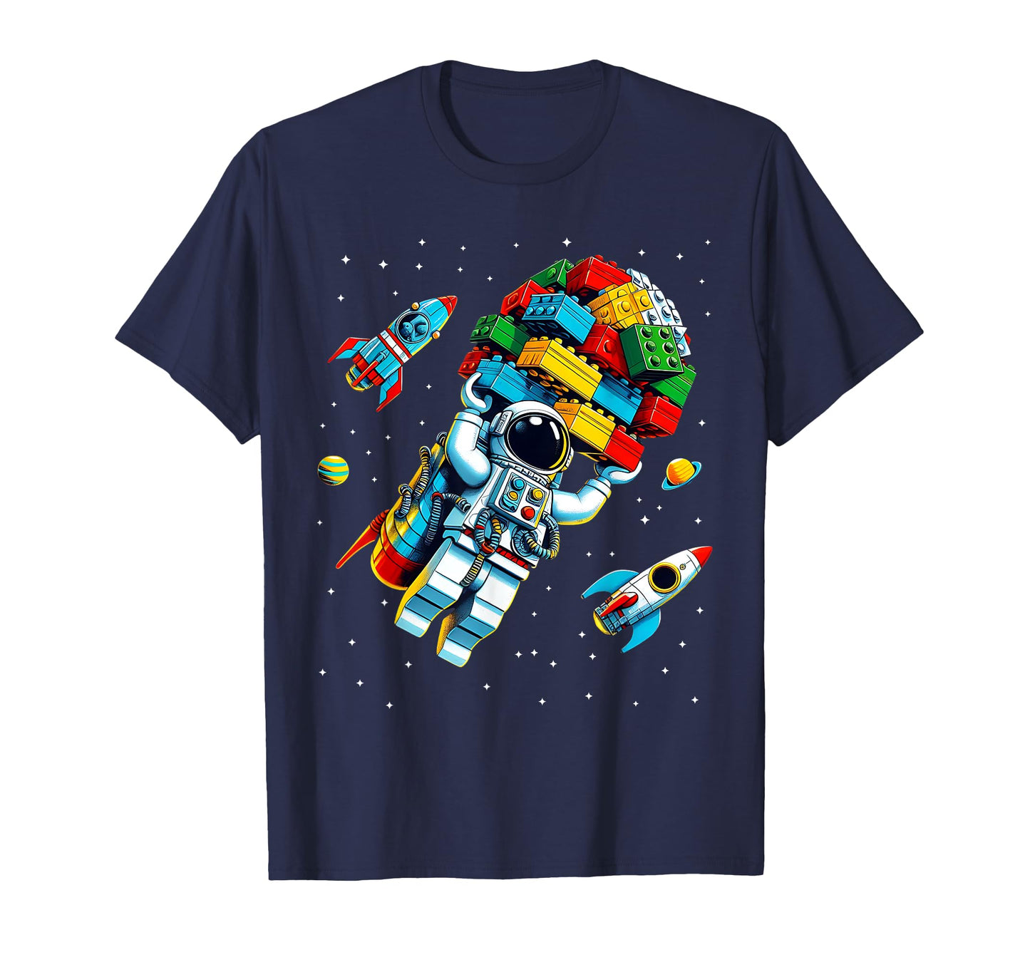 Master Builder Space Astronaut Building Blocks Bricks Boys T-Shirt