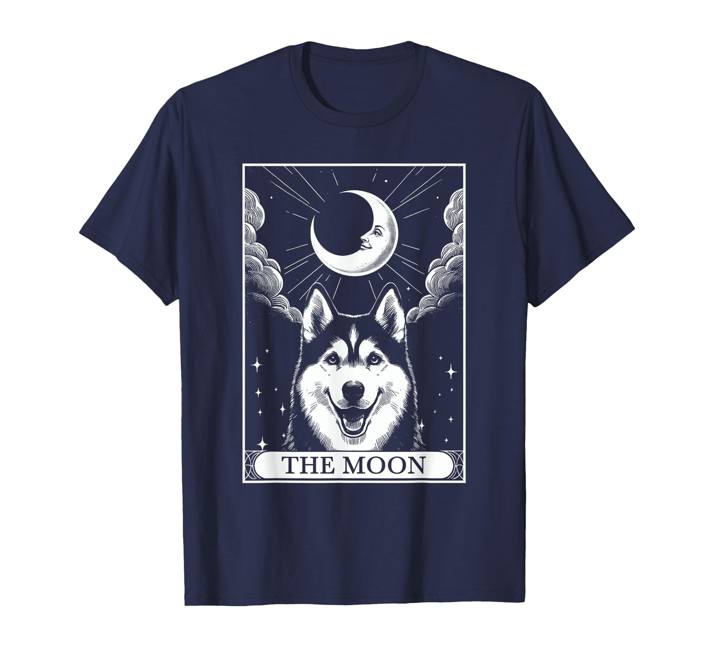 Tarot Card Vintage Crescent Moon Siberian Husky Dog Mom T-Shirt