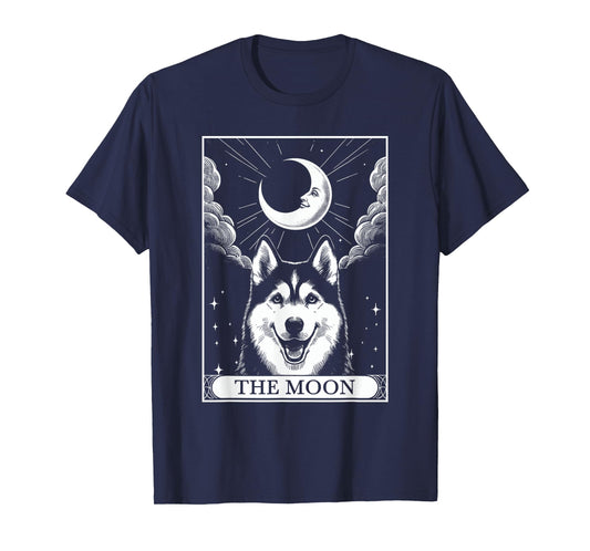 Tarot Card Vintage Crescent Moon Siberian Husky Dog Mom T-Shirt