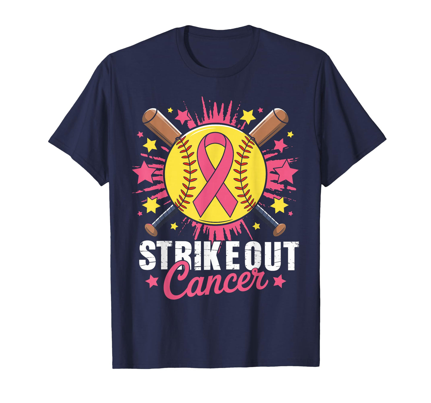 Strike Out Breast Cancer Awareness Softball Pink Women Girls T-Shirt