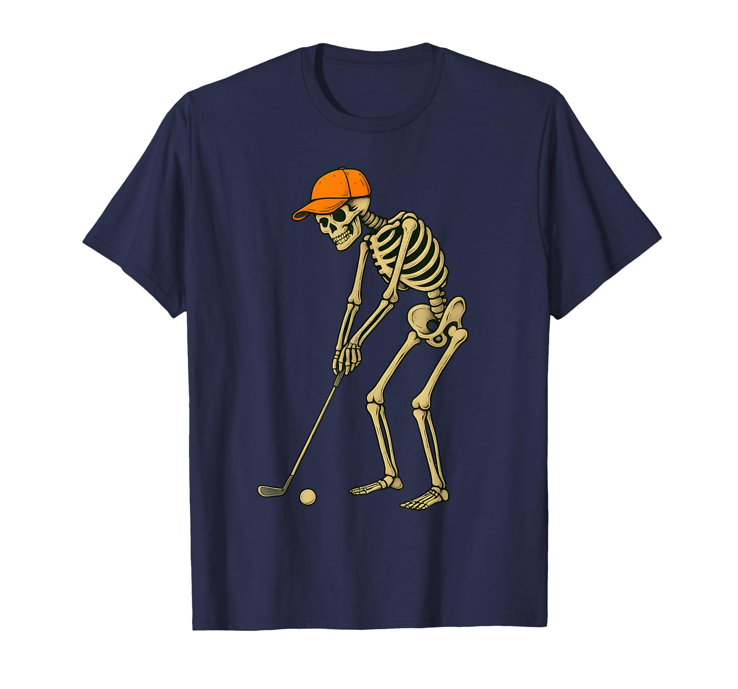 Skeleton Golf Halloween Golfer Golf Player Funny Men Dad T-Shirt