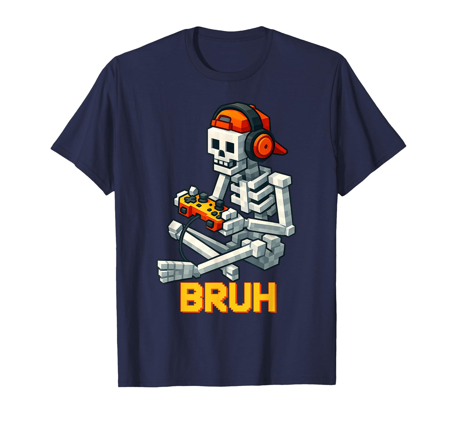 Bruh Skeleton Video Game Halloween Gaming Gamer Boys Men T-Shirt