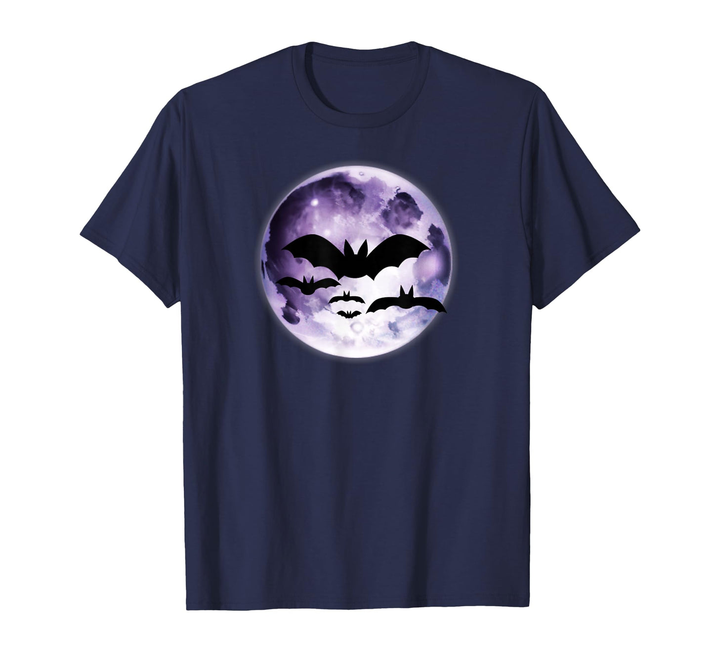 Beautiful Flying Bats Purple Full Moon Silhouette T-Shirt