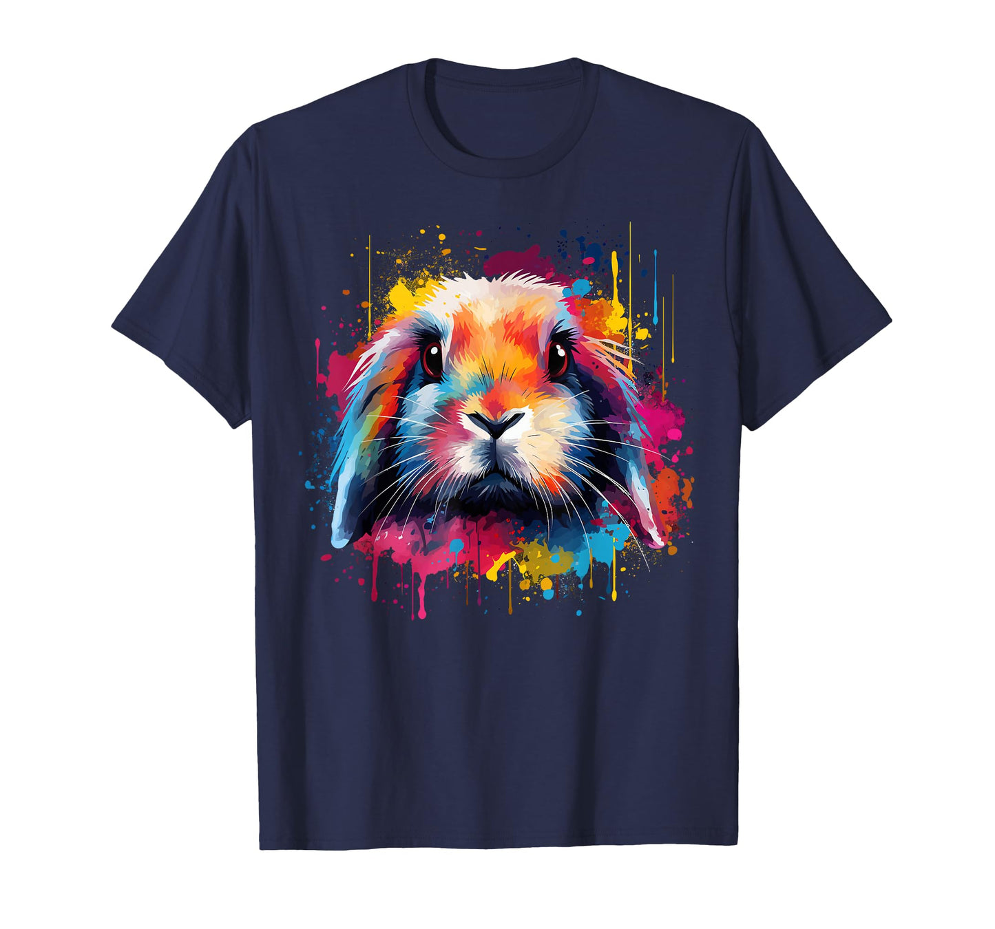 Cute Holland Lop Rabbit Lover Colorful Splash Art T-Shirt