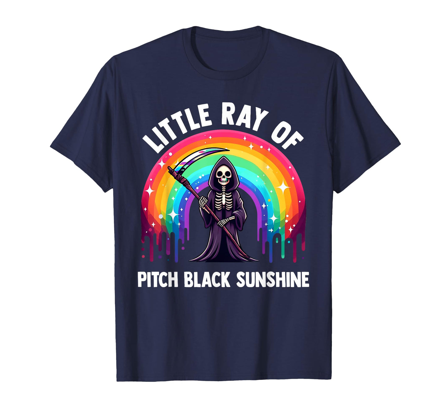 Little Ray Of Pitch Black Sunshine Death Rainbow Halloween T-Shirt for Men Women