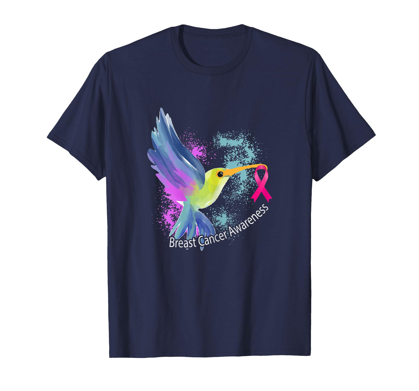 Womens Pink Ribbon Bird Animal Gift Breast Cancer Awareness T-Shirt