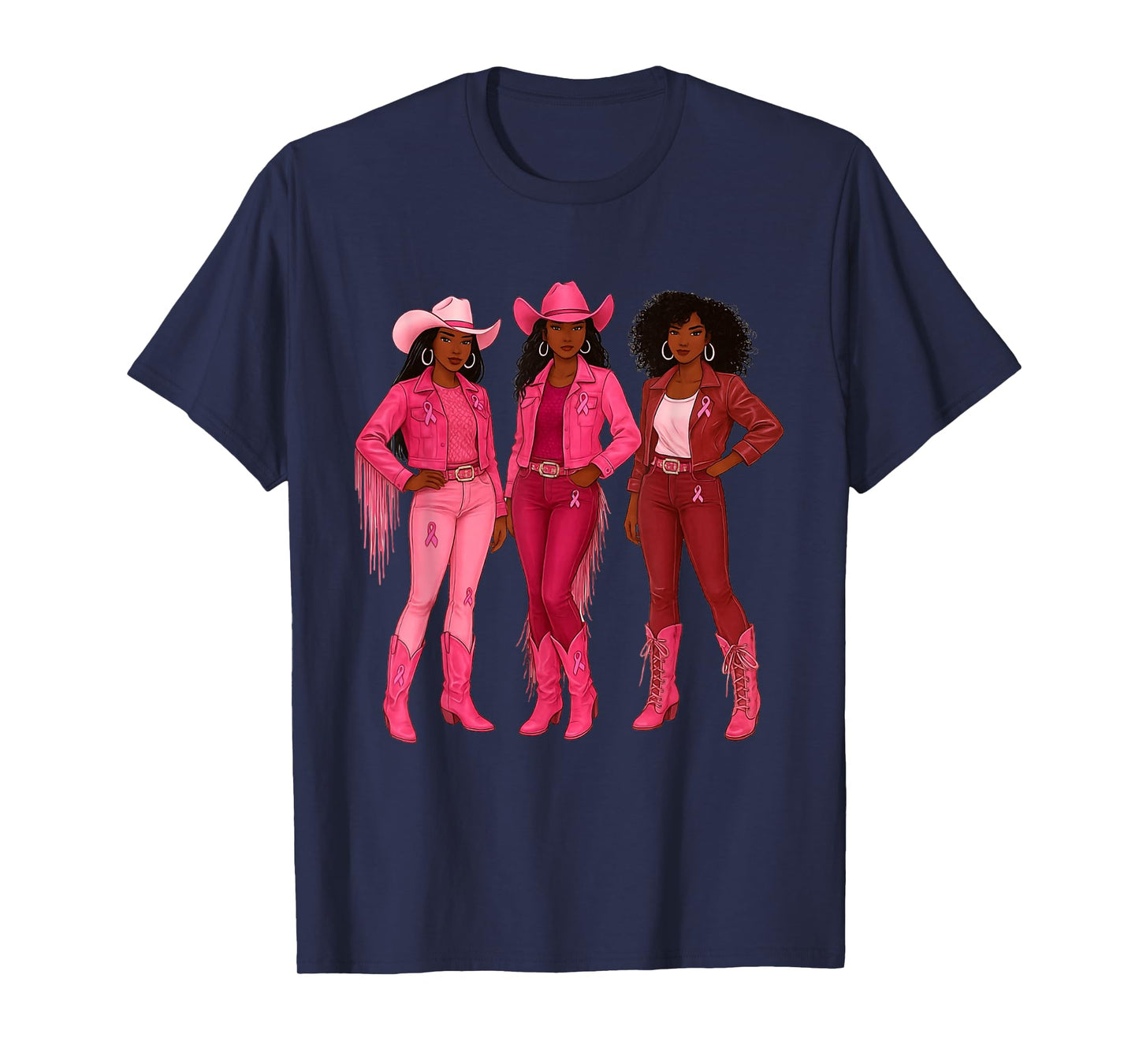 Western Cowgirl Breast Cancer Awareness for Rodeo Women T-Shirt