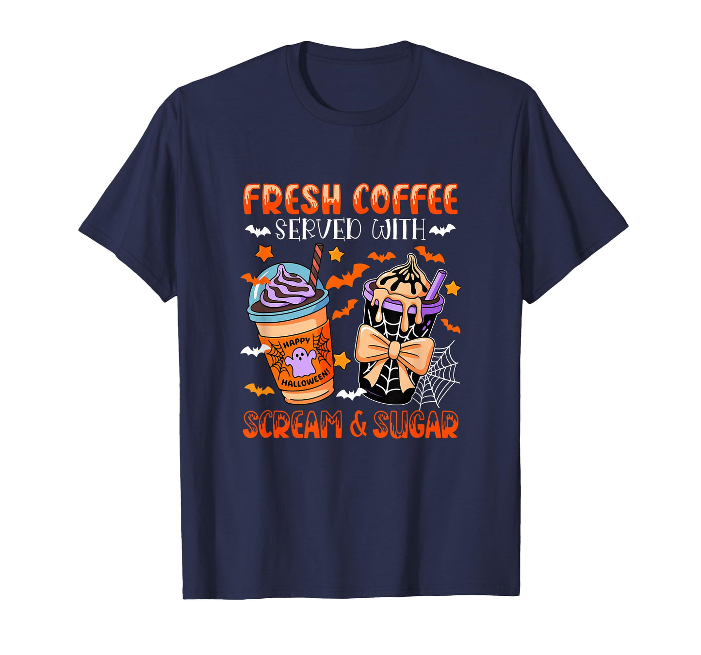 Fresh Coffee Served with Sugar and Scream Halloween Family T-Shirt