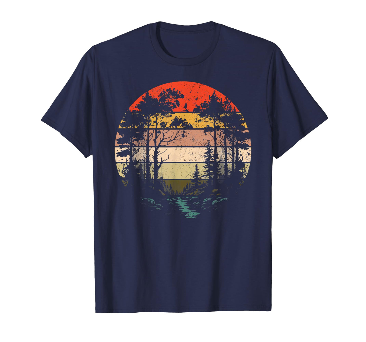 Retro Forest Trees Outdoors Nature Women Men Vintage Graphic T-Shirt
