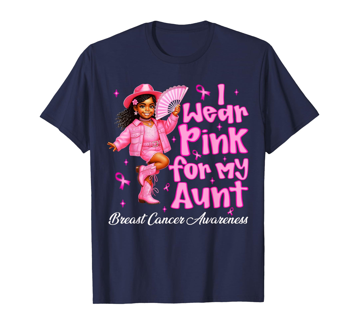 HUGvyn Breast Cancer: I Wear Pink for My Aunt Black Cowgirl T-Shirt