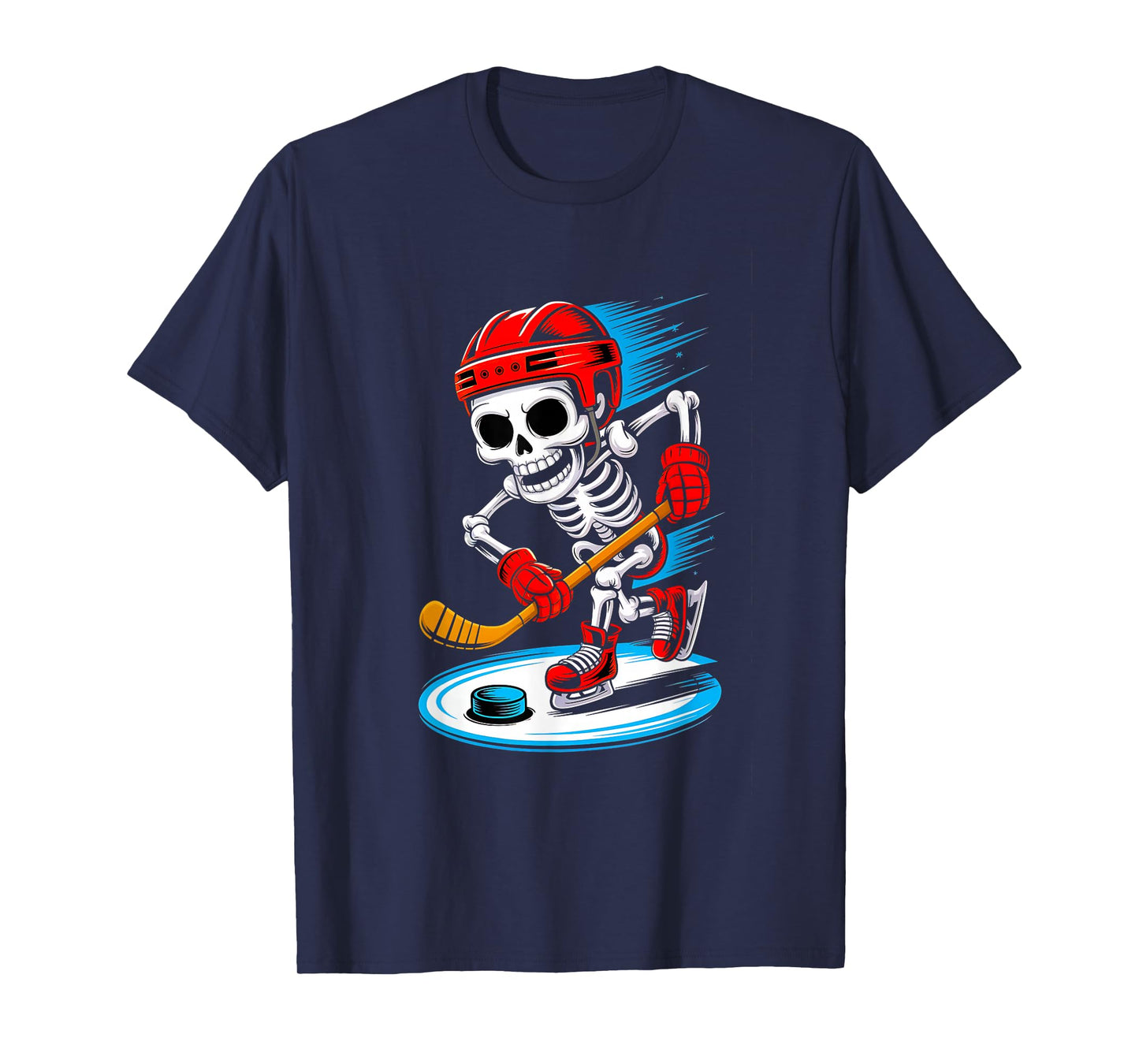 Halloween Skeleton Funny Hockey Shirt for Teens Boys Men T-Shirt