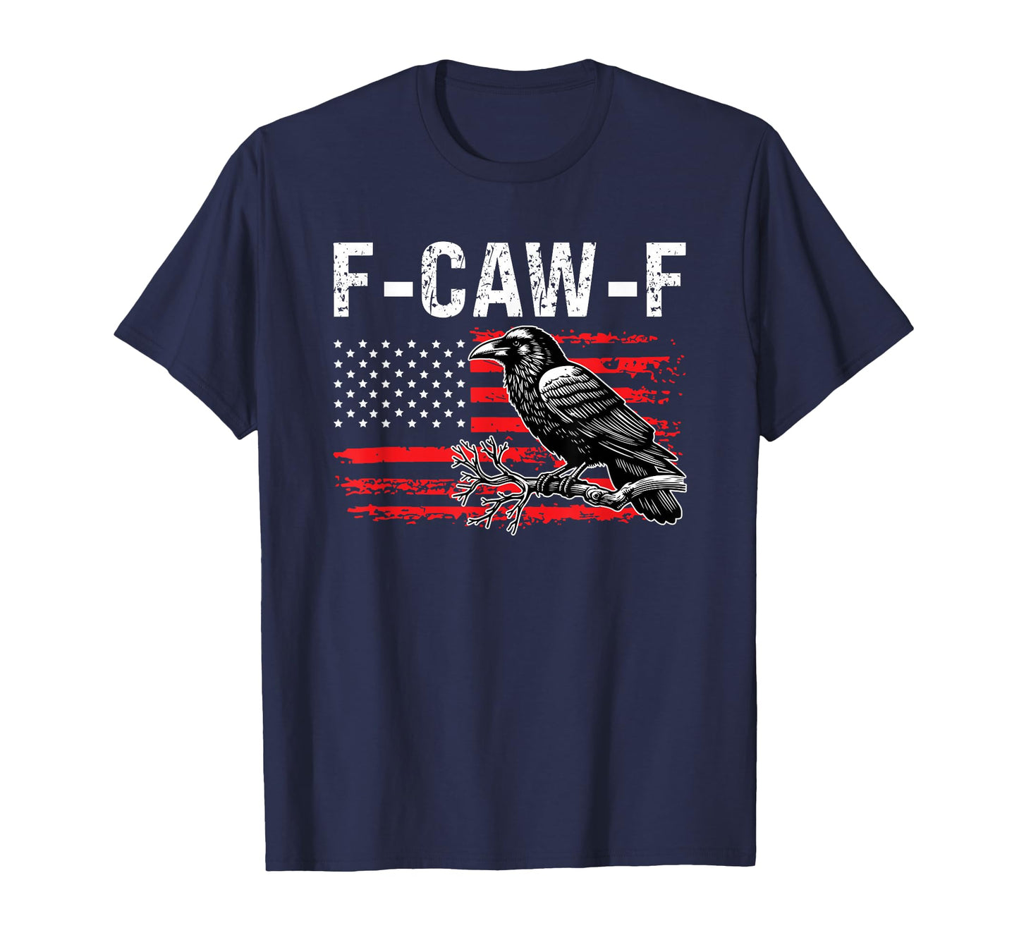 F-CAW-F Black Crow Retro USA Flag Distressed T-Shirt