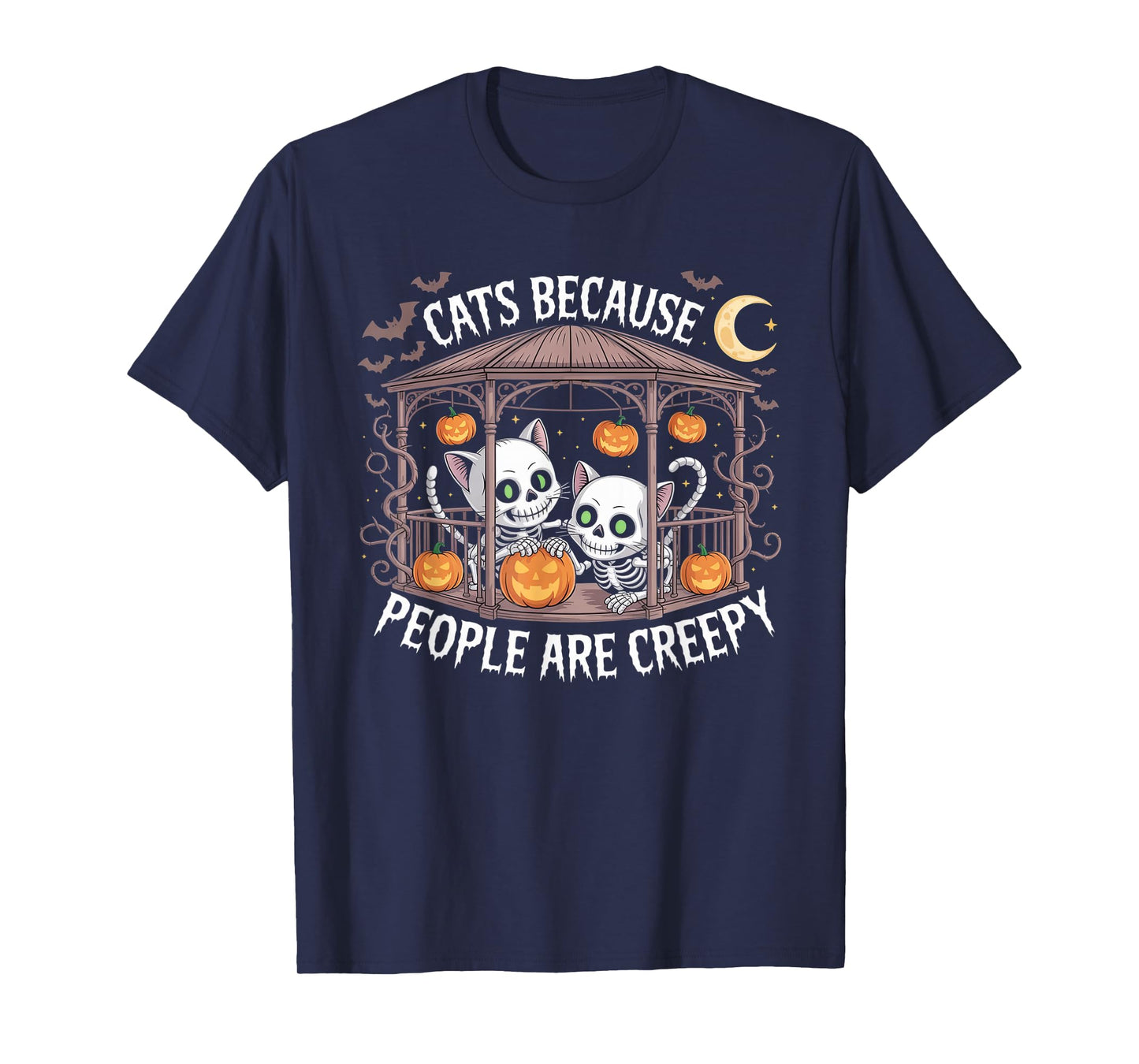 Cats Because People are Creepy Ghost Halloween Cat Mom Kids T-Shirt