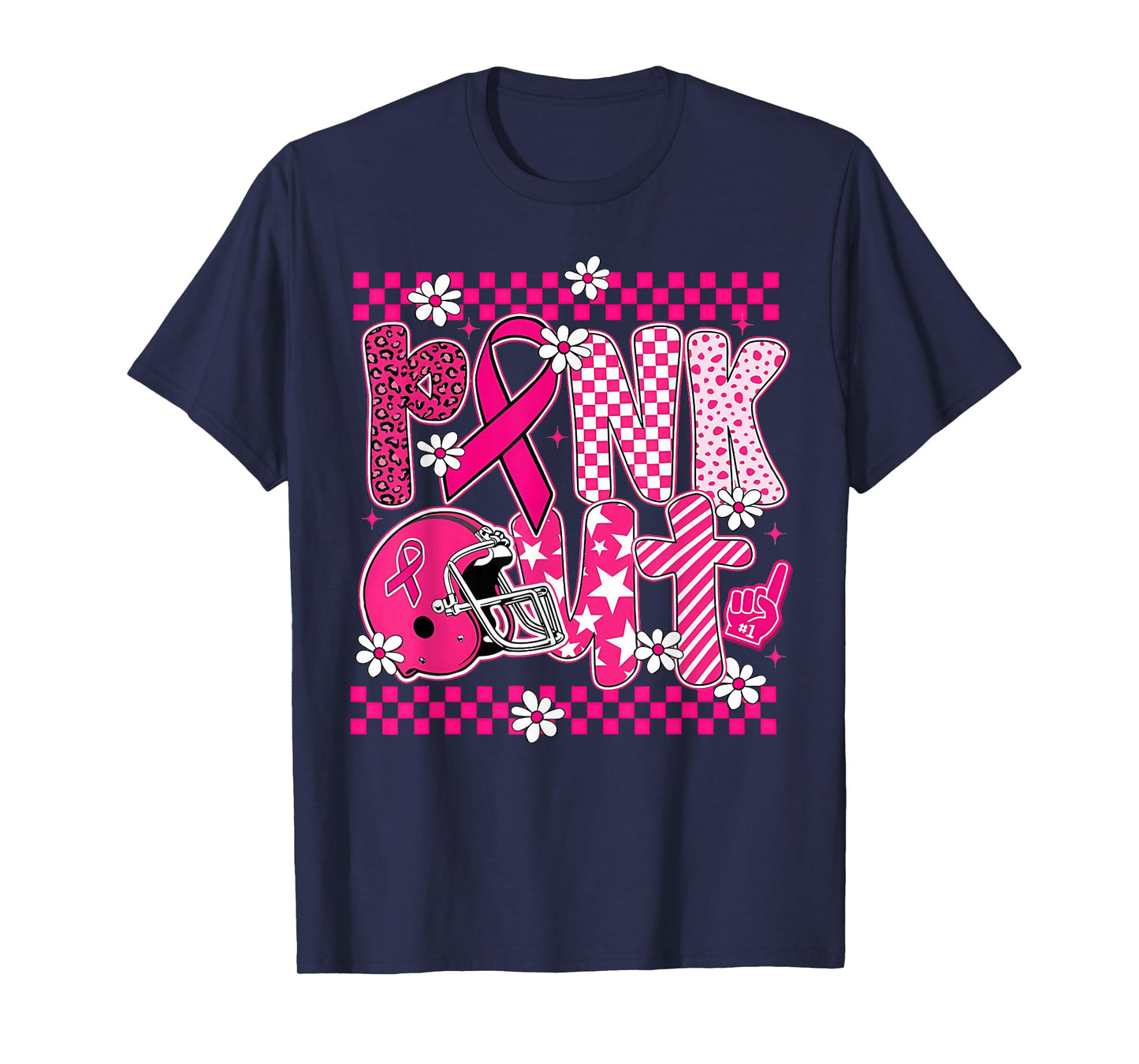 Pink Out Cheer Football Pink Ribbon Breast Cancer Awareness T-Shirt
