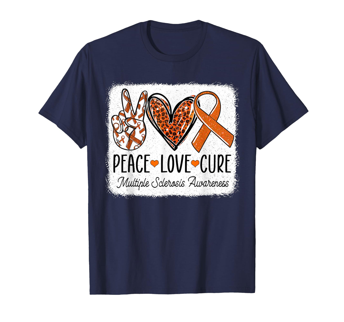 Peace Love Cure MS Warrior Multiple Sclerosis Awareness T-Shirt