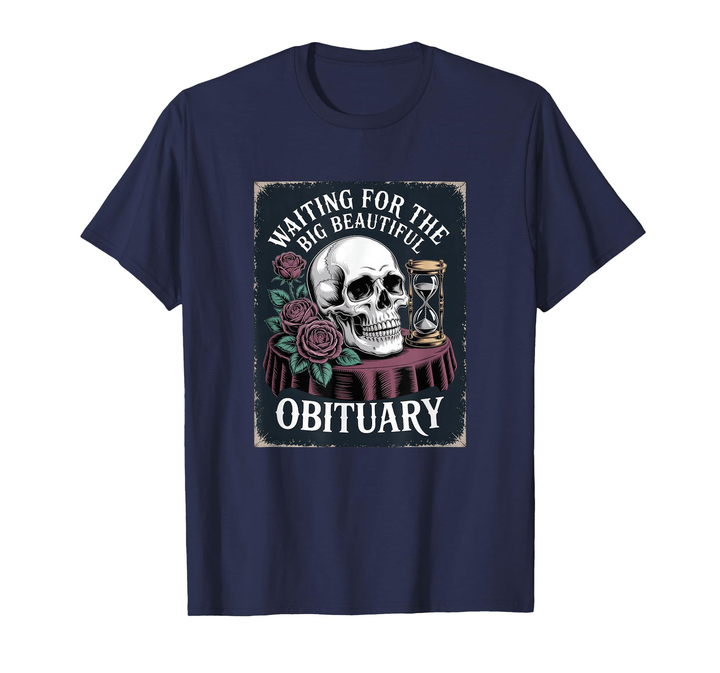 Skeleton Skull Gothic Hourglass Macabre Artwork T-Shirt