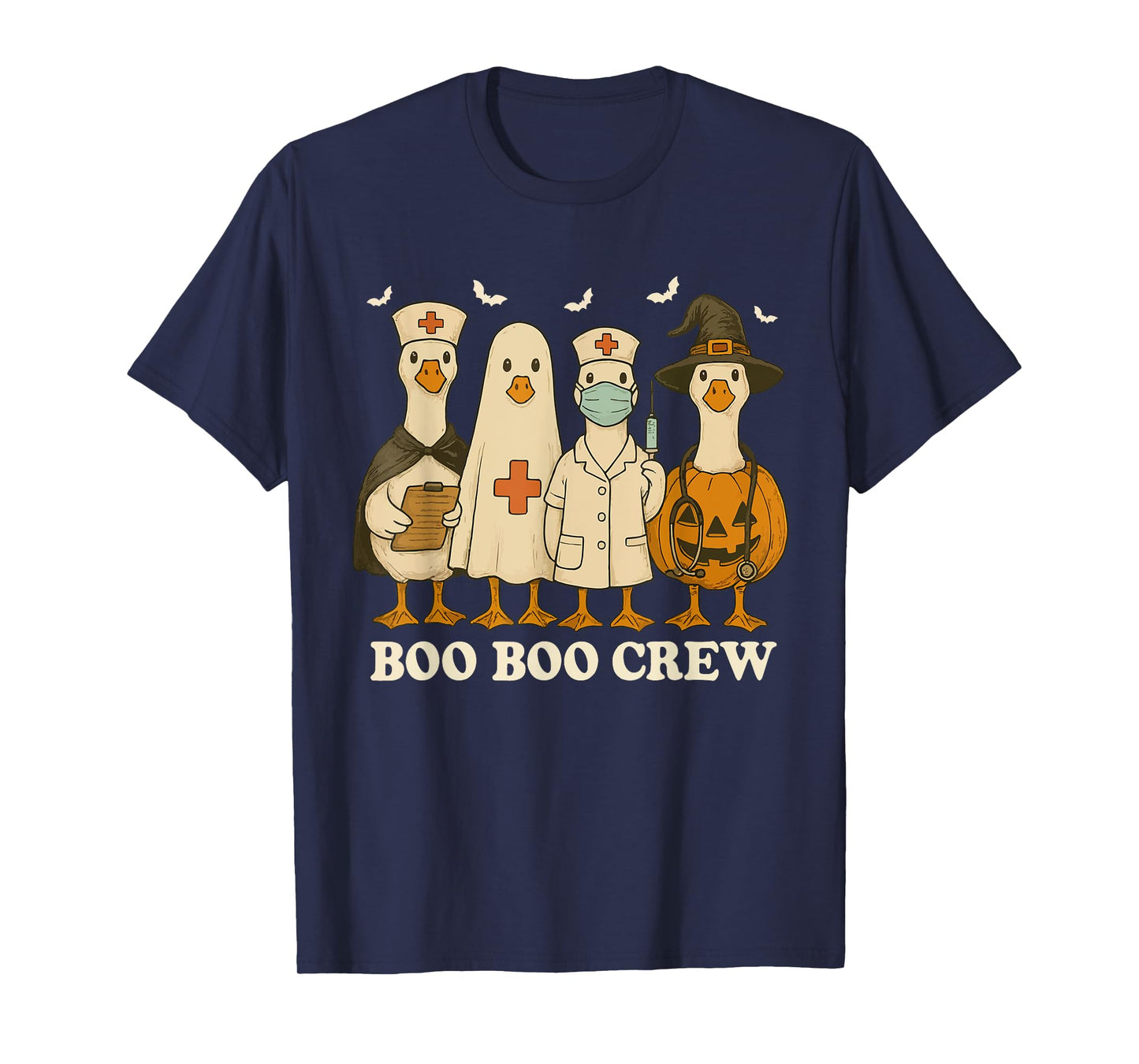 Retro Halloween Registered Nurse RN Nicu Goose Ghost Witch T-Shirt