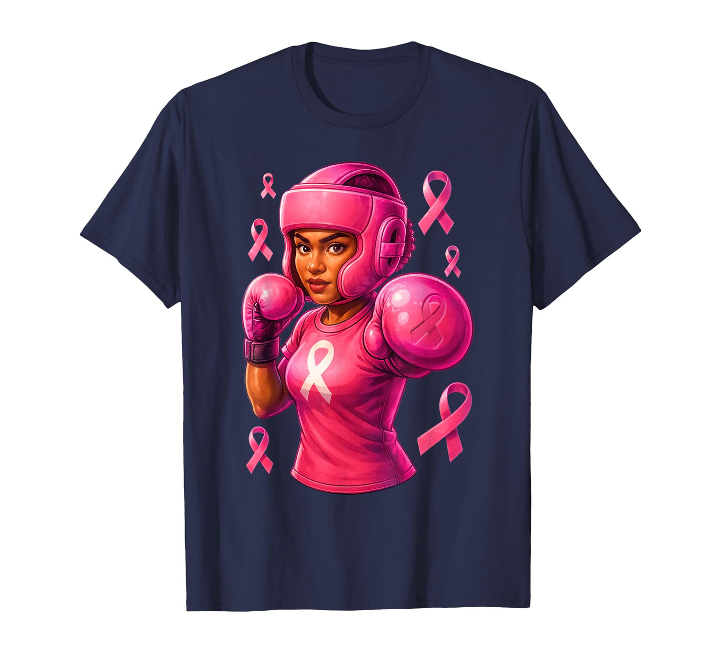 Women Black African American Fight Breast Cancer Pink Ribbon T-Shirt