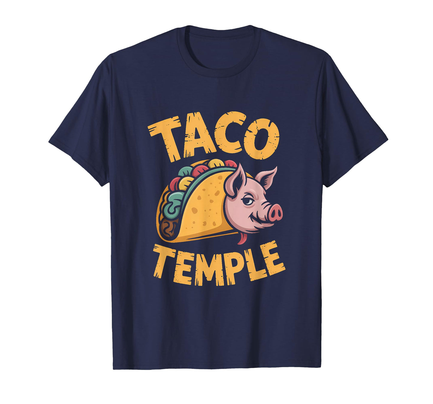 Aztec Pig: Taco Temple Retro Illustration T-Shirt