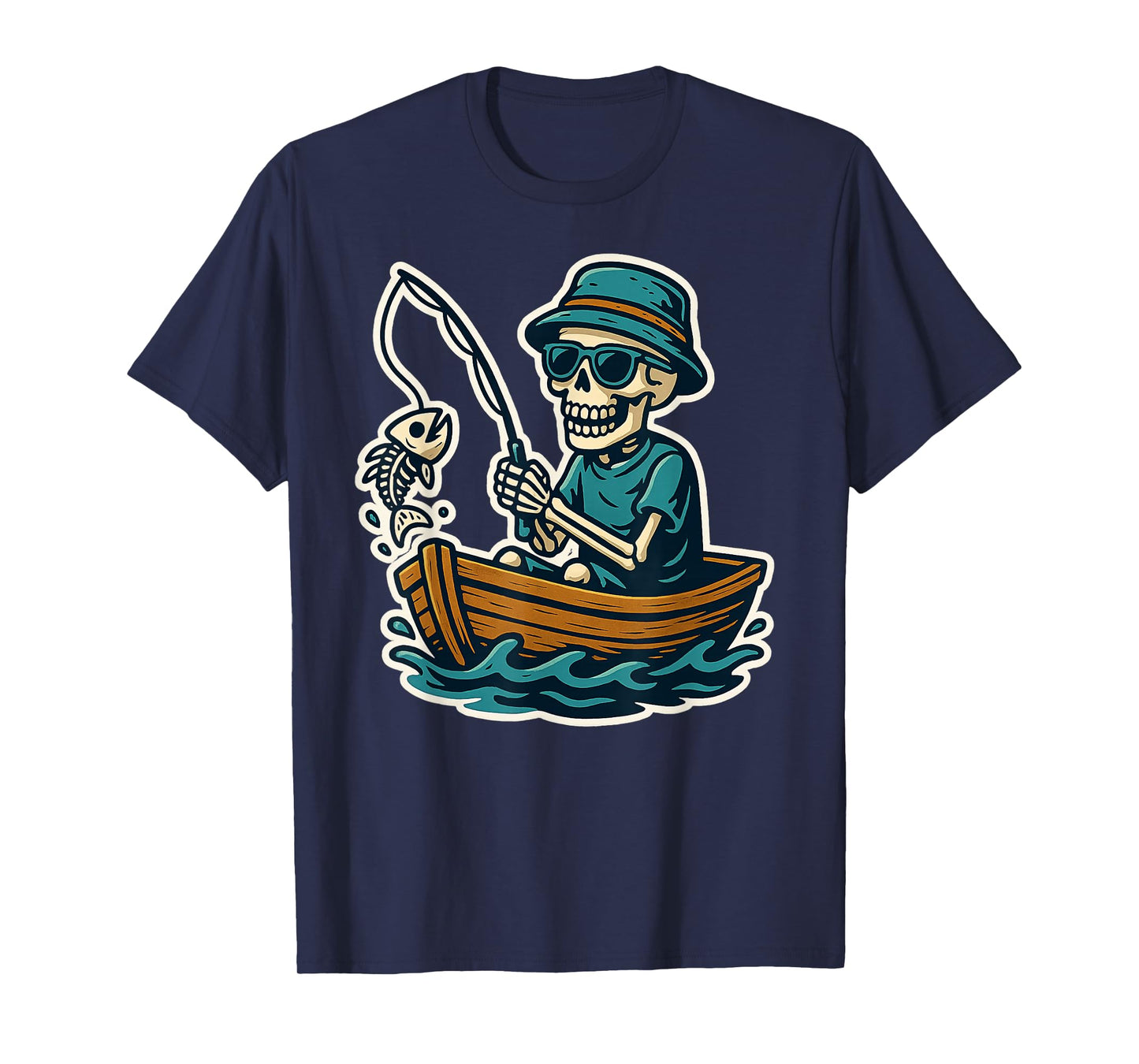 Funny Skeleton Fishing Graphic | Skele-Angler Fisherman T-Shirt