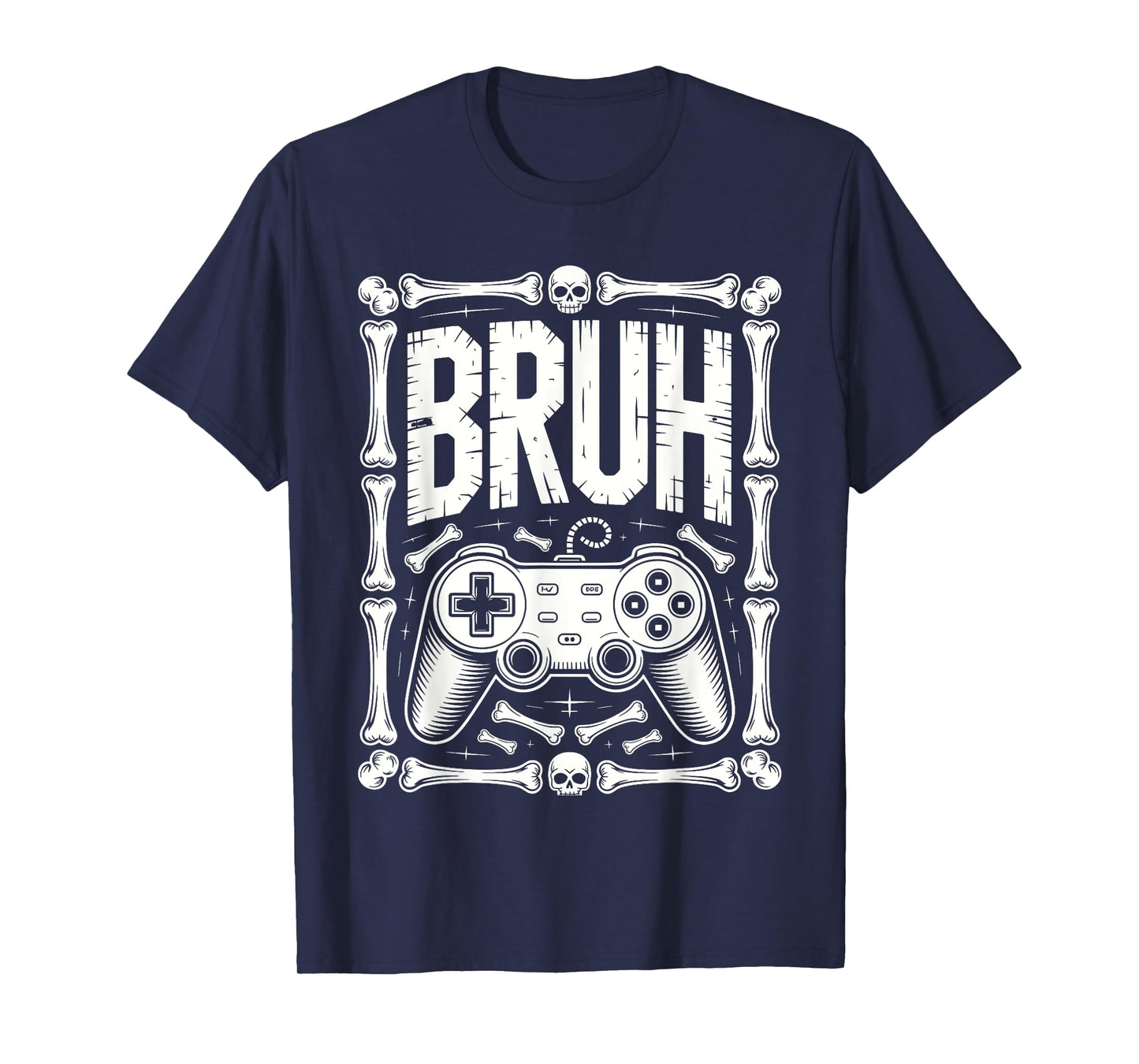 Funny Skeleton Gamer Bruh Halloween Look for Kids Teens T-Shirt