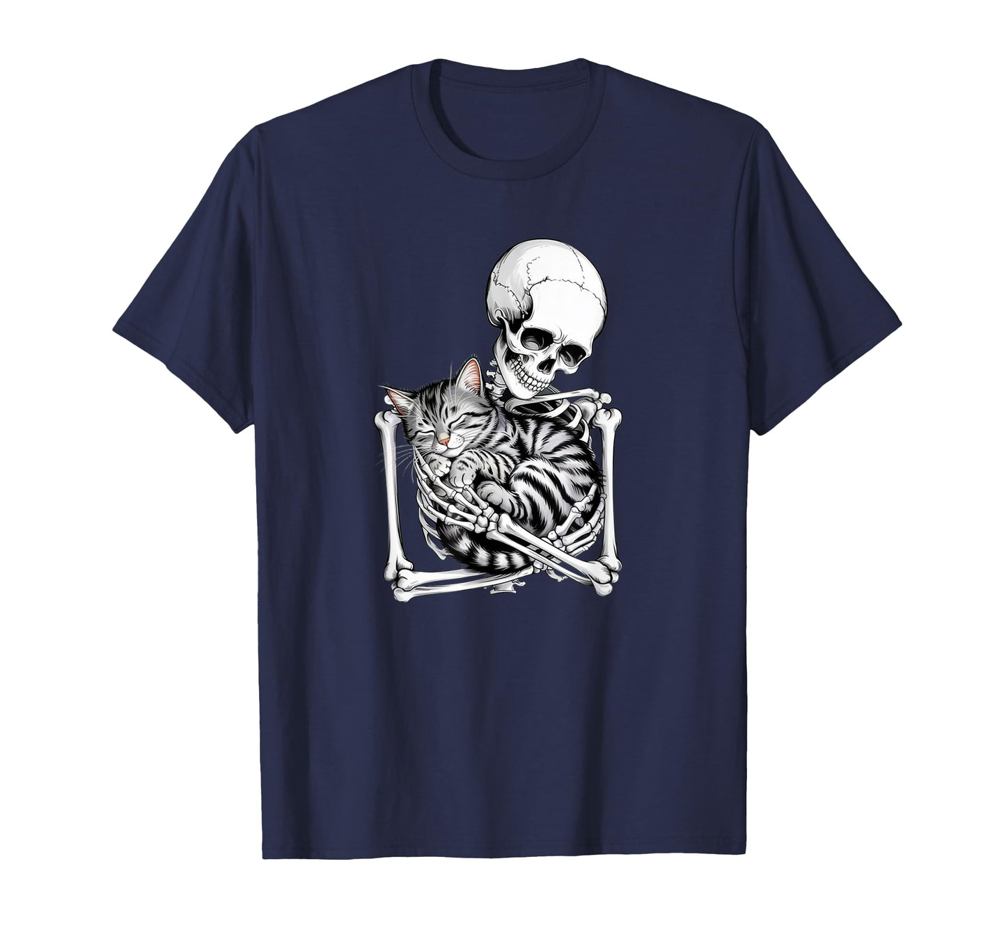 Cat Halloween Funny Skeleton Hugging Cats Lover Women Kids T-Shirt