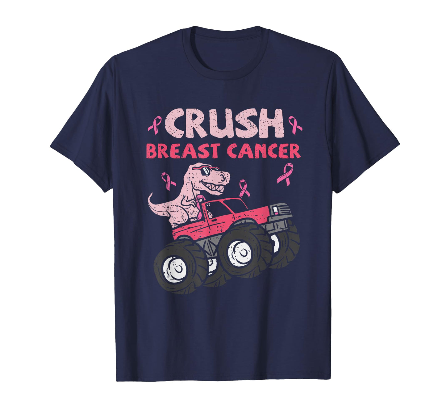 Crush Breast Cancer Awareness Monster Truck Pink Ribbon T-Shirt