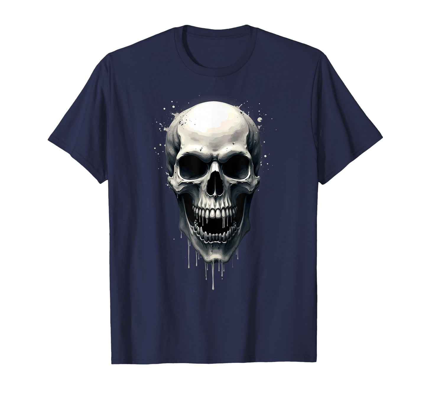Melting Scary Skull Drip Skeleton Halloween T-Shirt