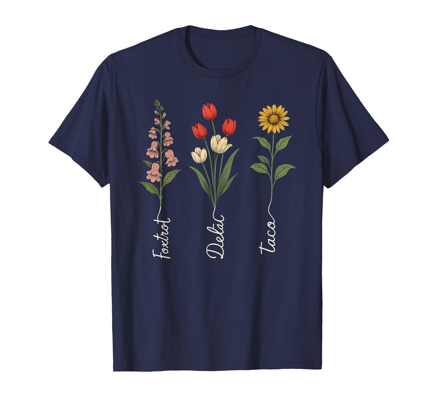 Retro Foxtrots Deltas Taco Flower T-Shirt