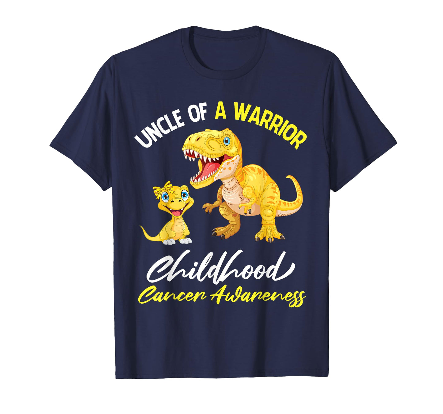 Uncle Of A Warrior Dinosaur Childhood Cancer Awareness Fight T-Shirt