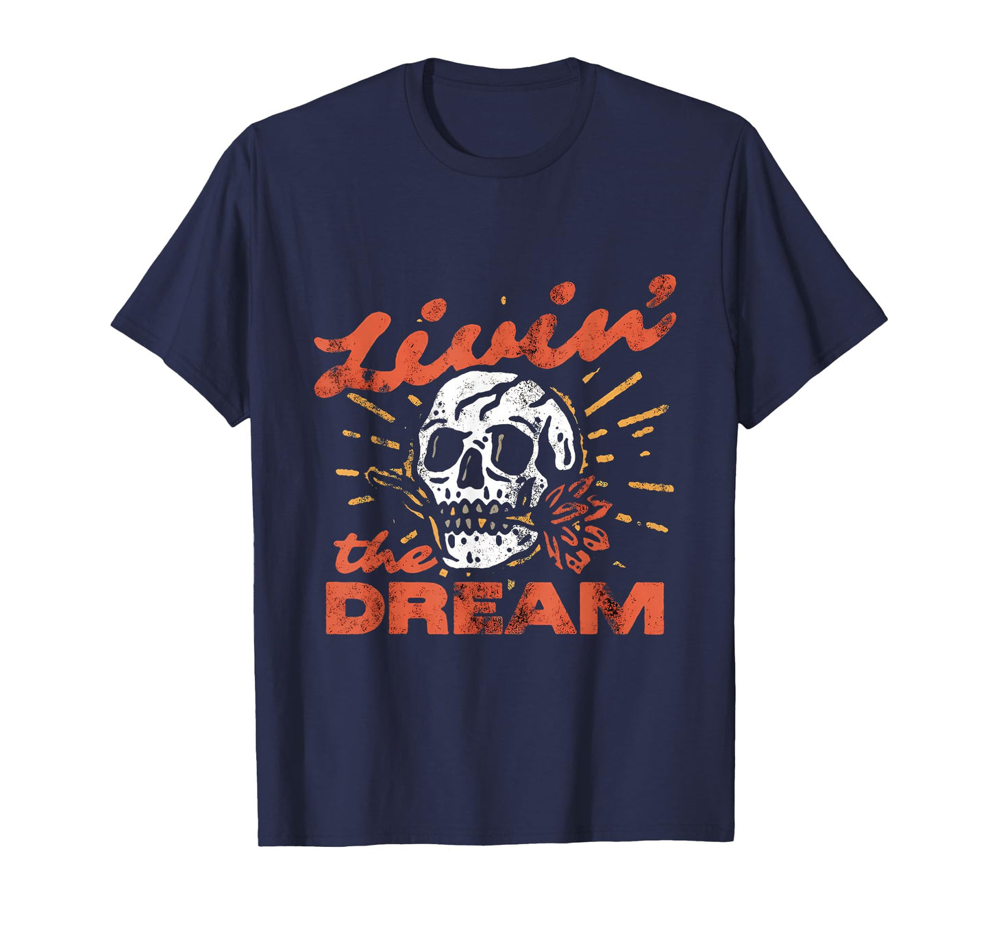 Boho Livin' The Dream Vintage Distressed Skull Retro Grunge T-Shirt