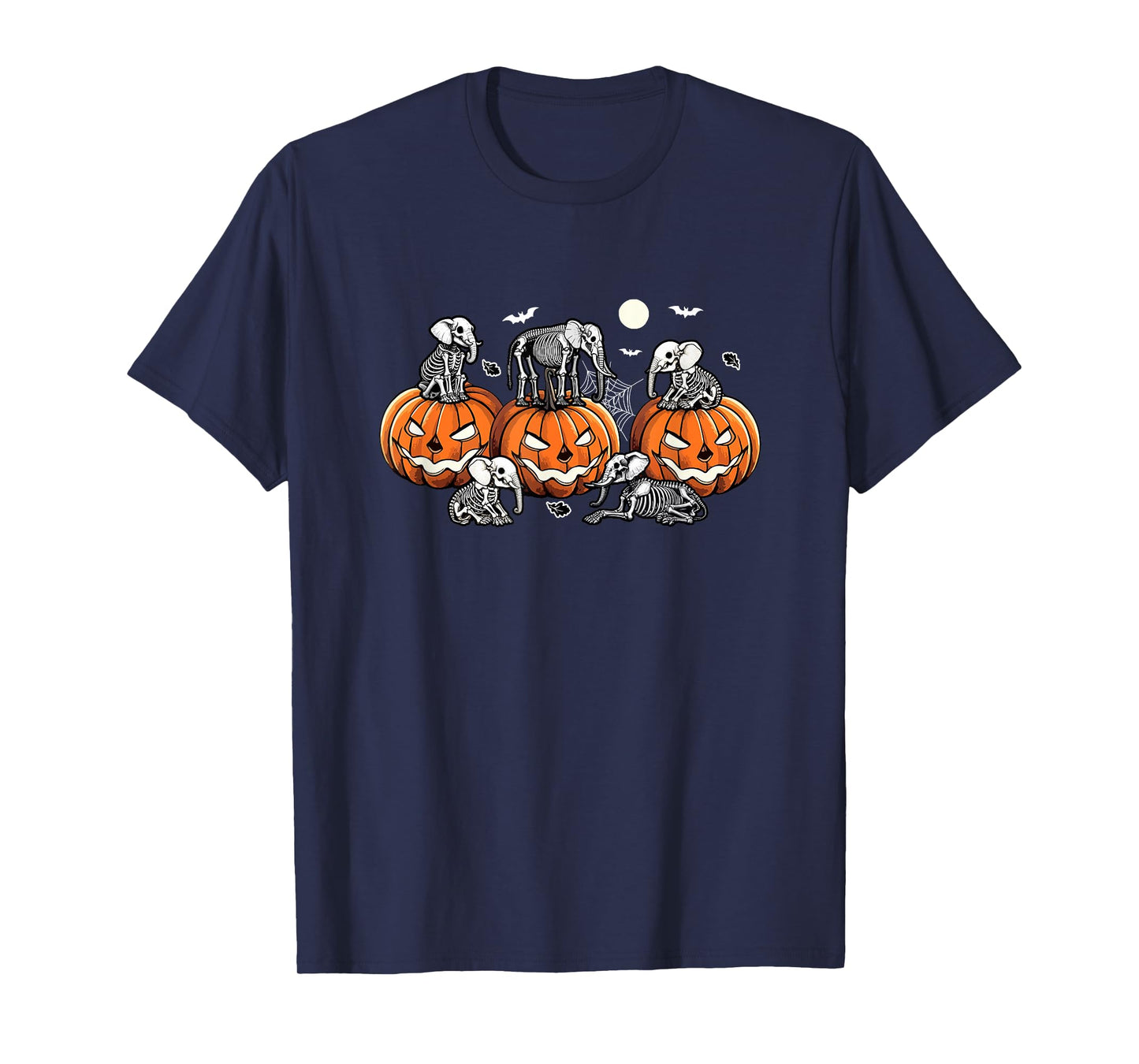 Group Skeleton Elephants On Carved Pumpkins Halloween Farmer T-Shirt