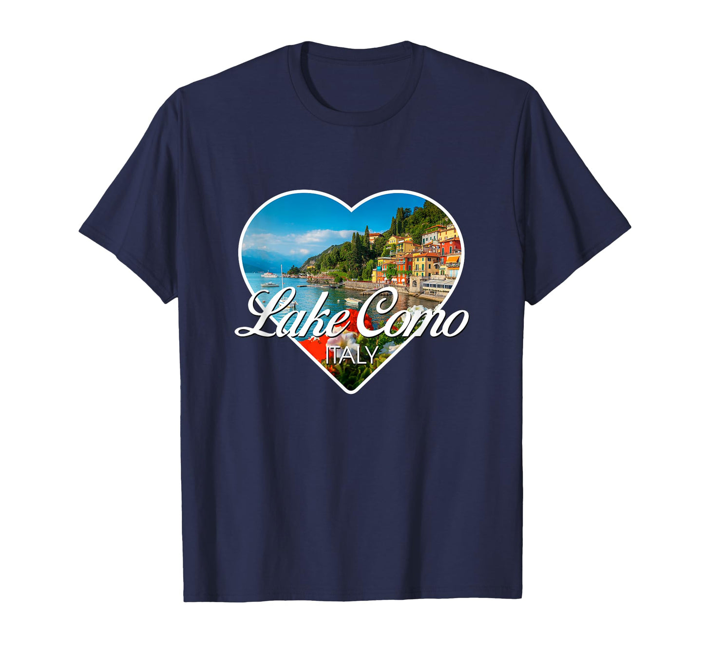 Lake Como Landscape Inside A Heart Silhouette Italy Travel T-Shirt
