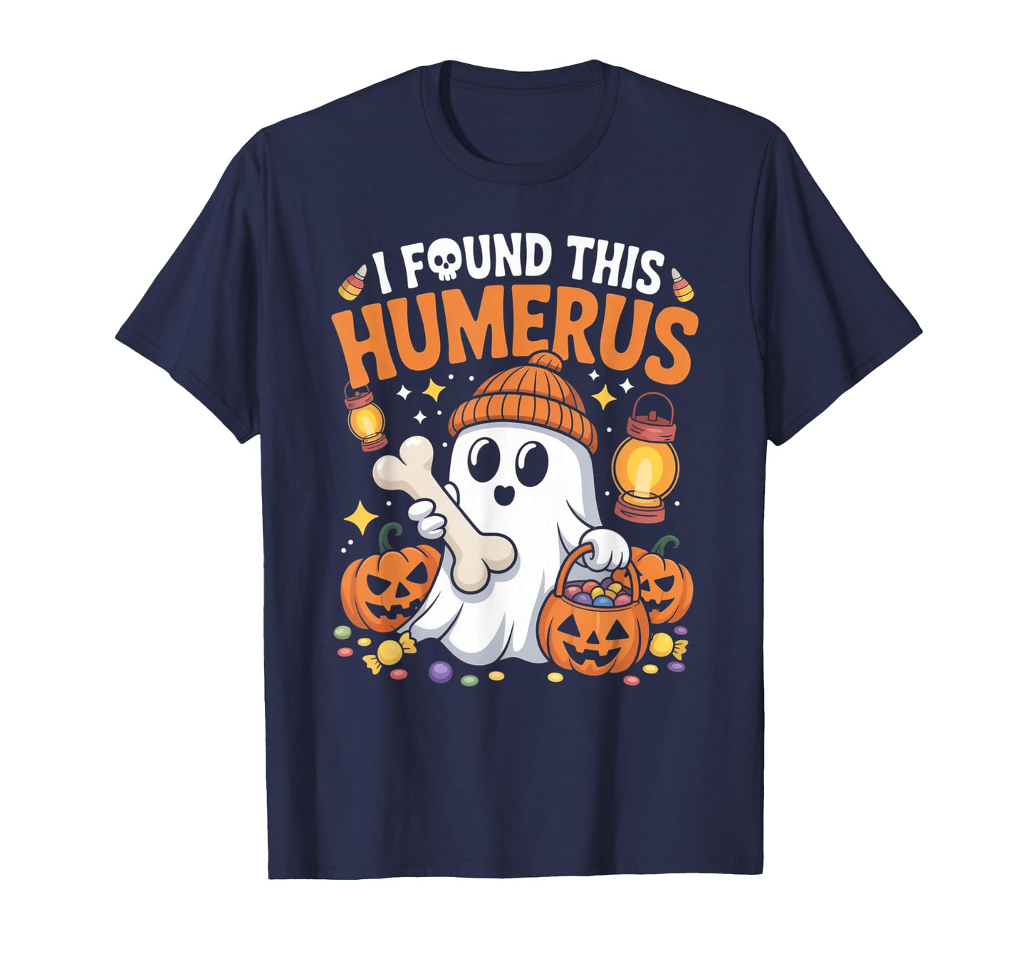 Ghost I Found This Humerus Halloween Skeleton Women Gifts T-Shirt
